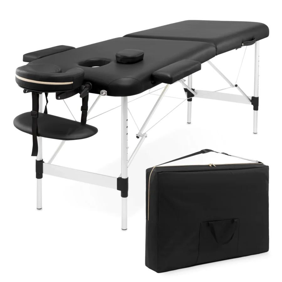Sammenleggbar massasjebenk 70 cm i aluminium – svart – bilde 1 av 8
