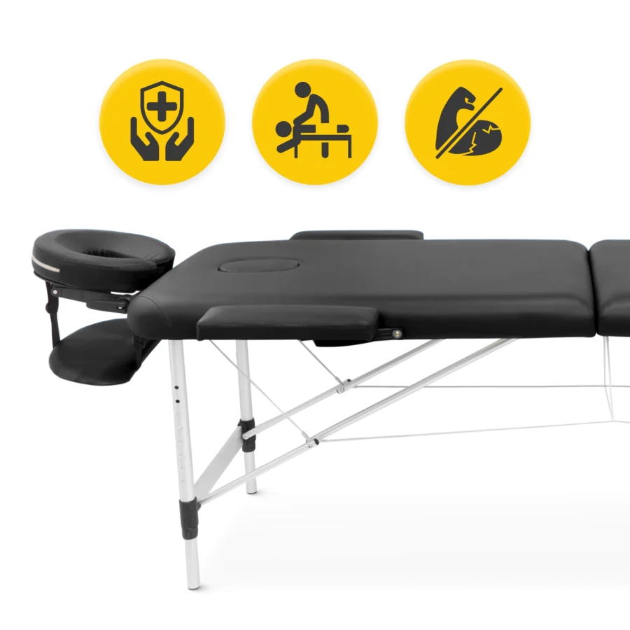 Sammenleggbar massasjebenk 70 cm i aluminium – svart – bilde 2 av 8