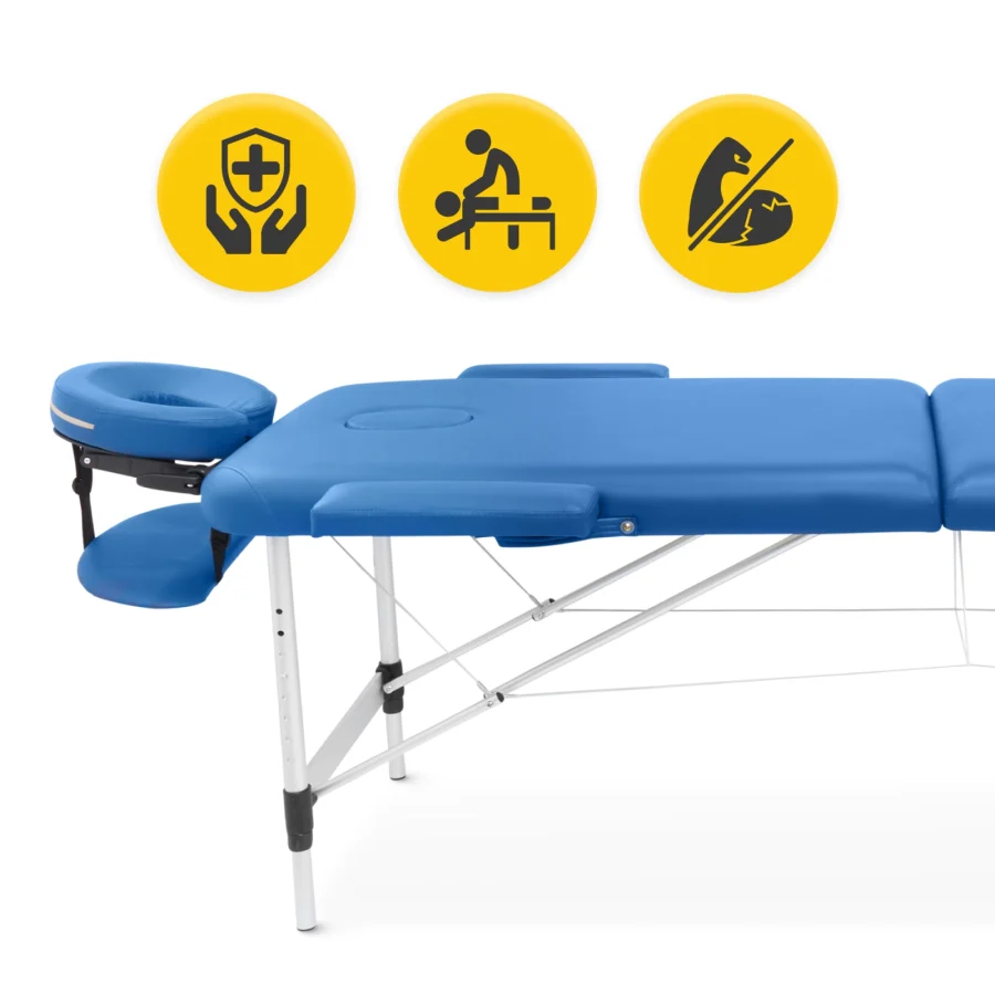 Sammenleggbar massasjebenk 60 cm i aluminium – blå – bilde 2 av 8