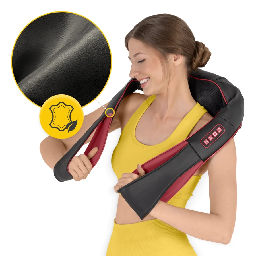 Shiatsu nakkemassasjeapparat PRO+ – med varme, kirsebærrød – bilde 8 av 8