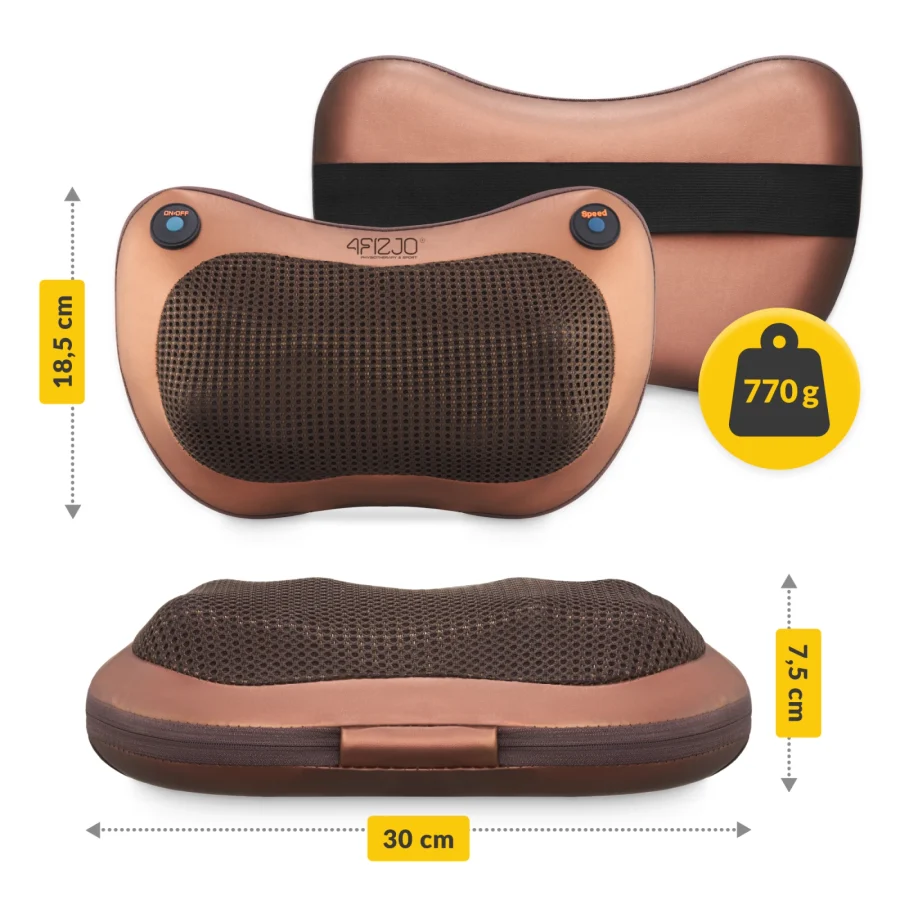 Shiatsu massasjepute PRO+ – med varme, brun – bilde 2 av 8