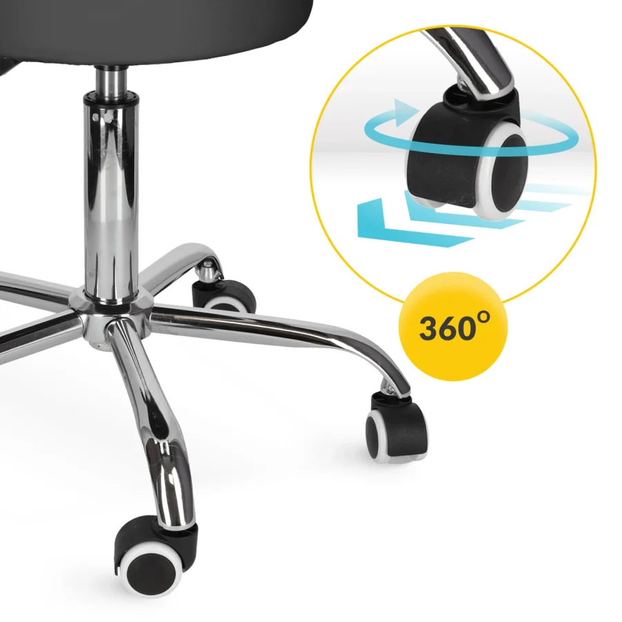 Behandlerkrakk PURE med hjul – svart – bilde 3 av 8