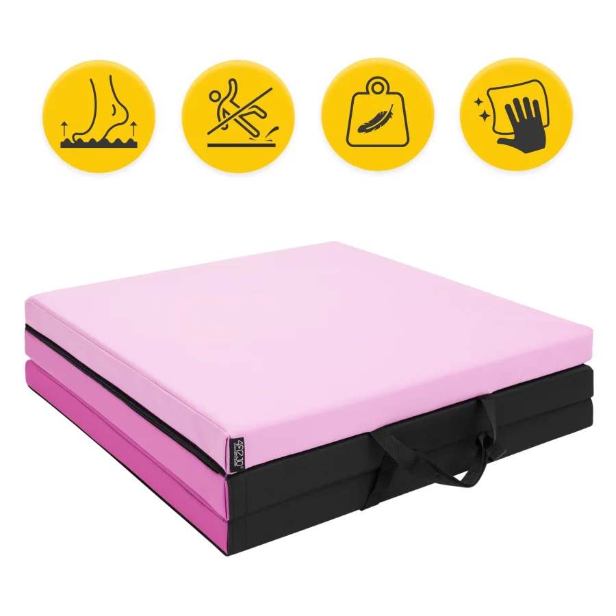 Sammenleggbar gymnastikkmatte 180 × 60 × 5 cm – rosa – bilde 3 av 8