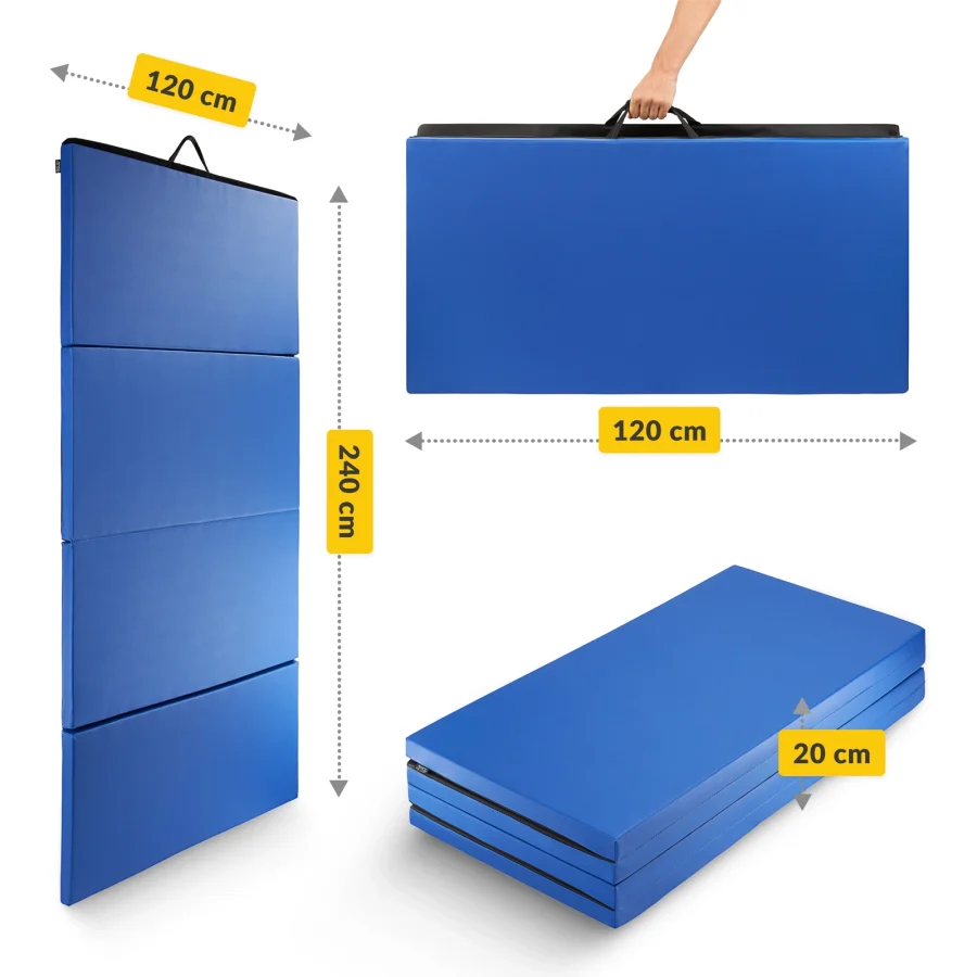 Sammenleggbar treningsmatte XL – 240 × 120 × 5 cm, blå – bilde 7 av 8