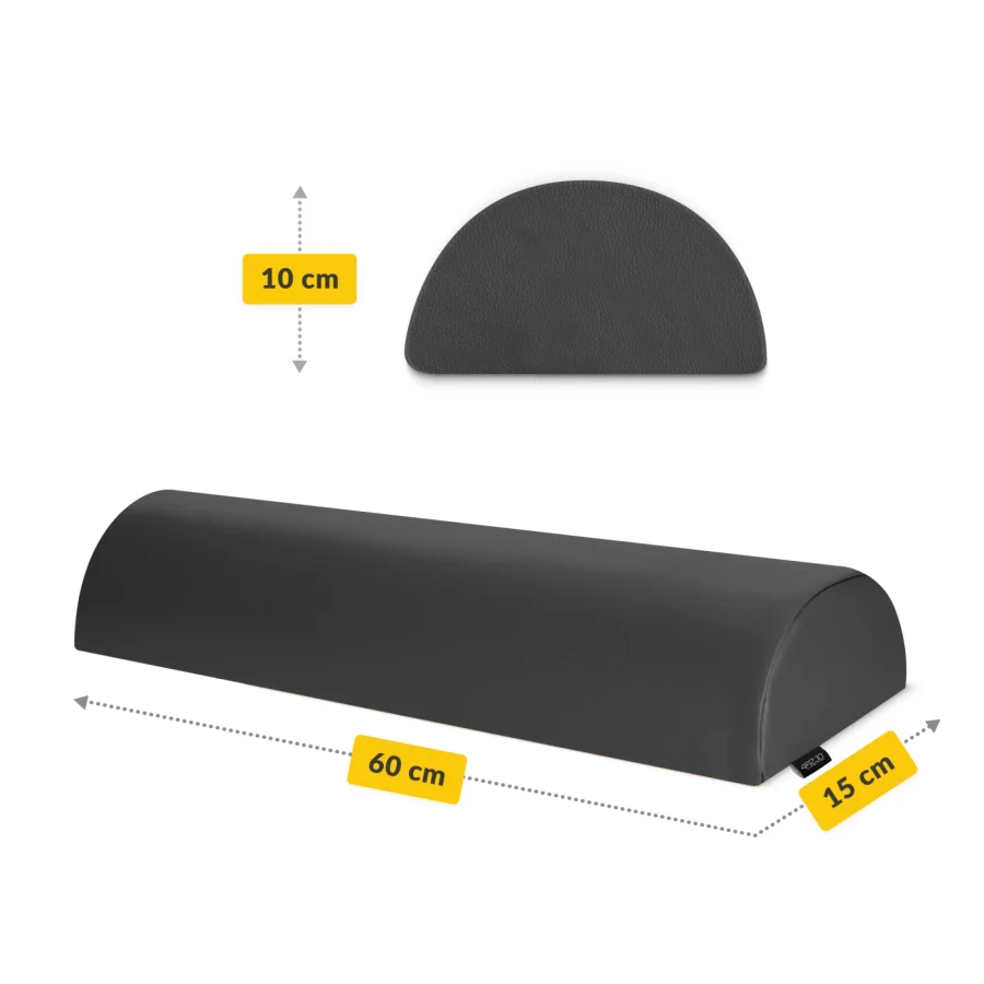 Halvrund rehabiliteringspute 60 × 15 × 10 cm – svart – bilde 2 av 6