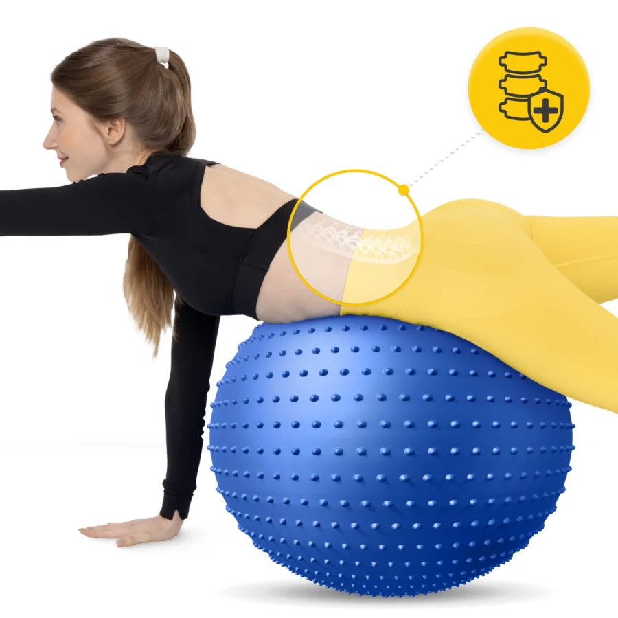Rehabiliteringsball med pigger 65 cm blå – bilde 5 av 8