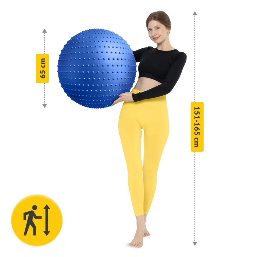Rehabiliteringsball med pigger 65 cm blå – bilde 6 av 8