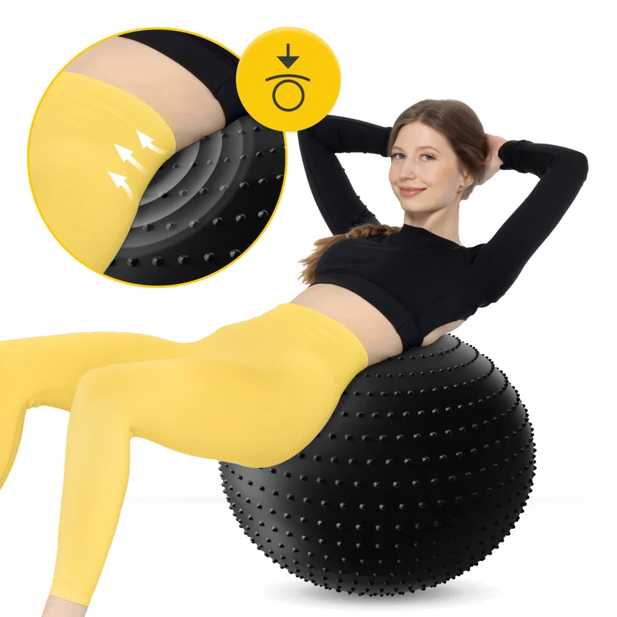 Rehabiliteringsball med pigger 65 cm svart – bilde 3 av 8