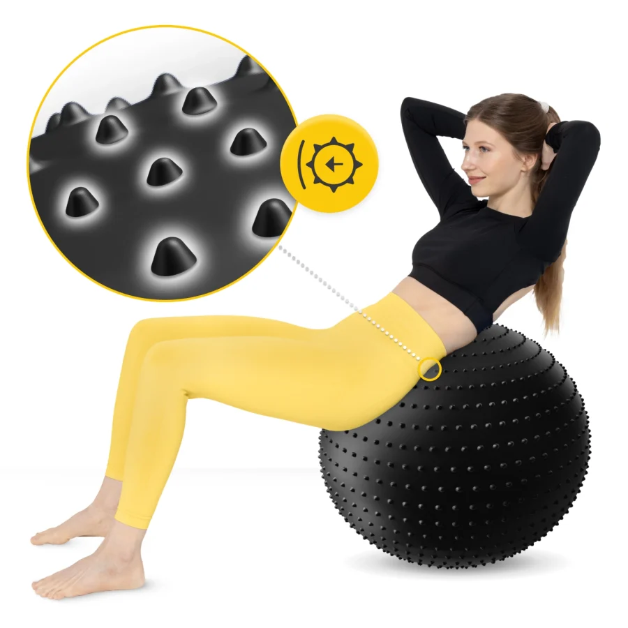 Rehabiliteringsball med pigger 65 cm svart – bilde 4 av 8