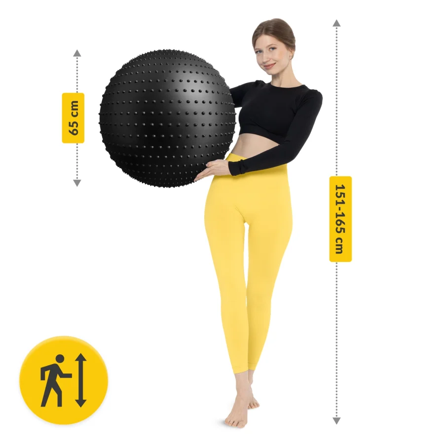 Rehabiliteringsball med pigger 65 cm svart – bilde 6 av 8