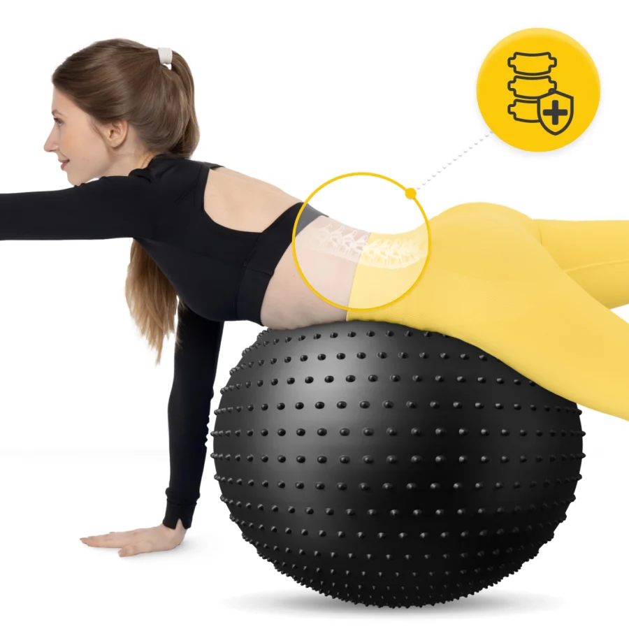 Rehabiliteringsball med pigger 65 cm svart – bilde 7 av 8