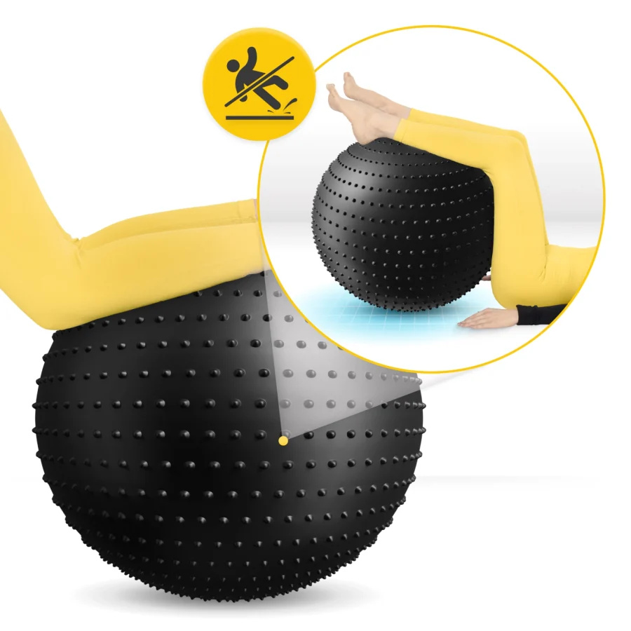 Rehabiliteringsball med pigger 65 cm svart – bilde 8 av 8