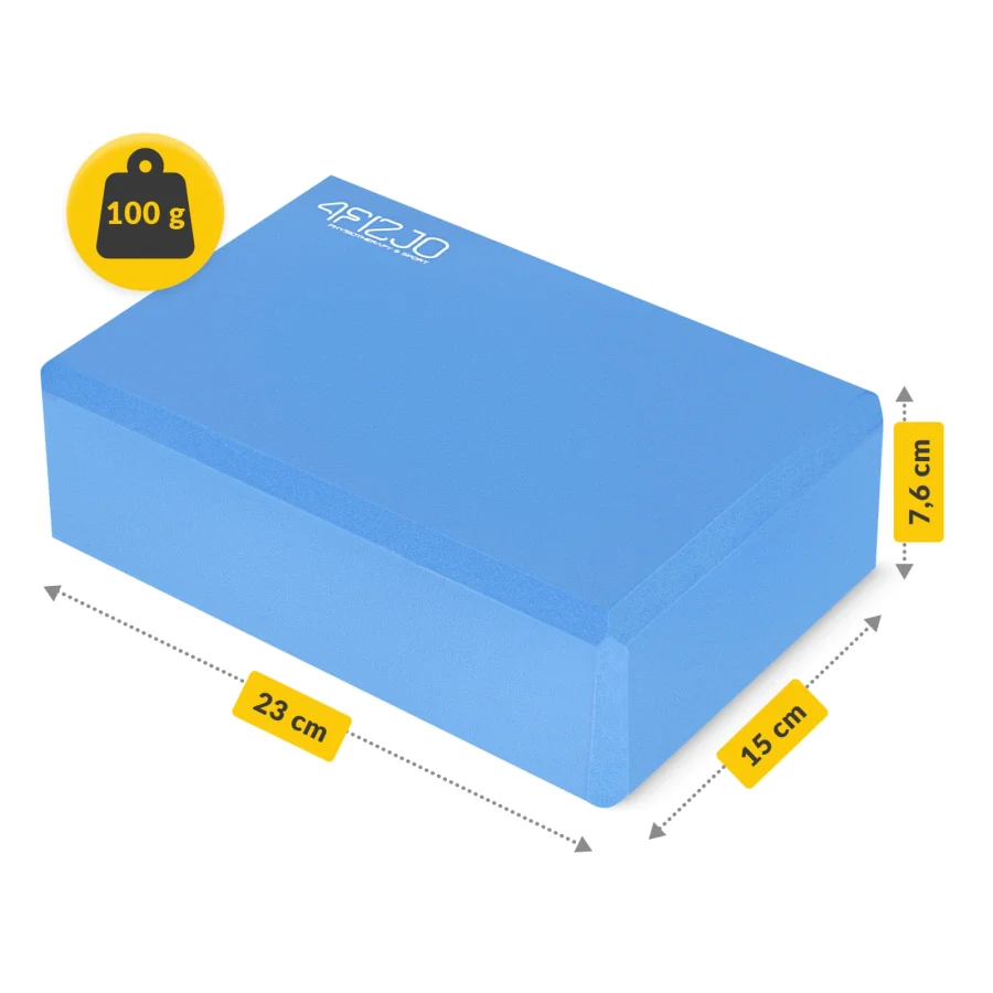 Yogablokk i EVA-skum – 23 × 15 × 7,6 cm, blå – bilde 2 av 8
