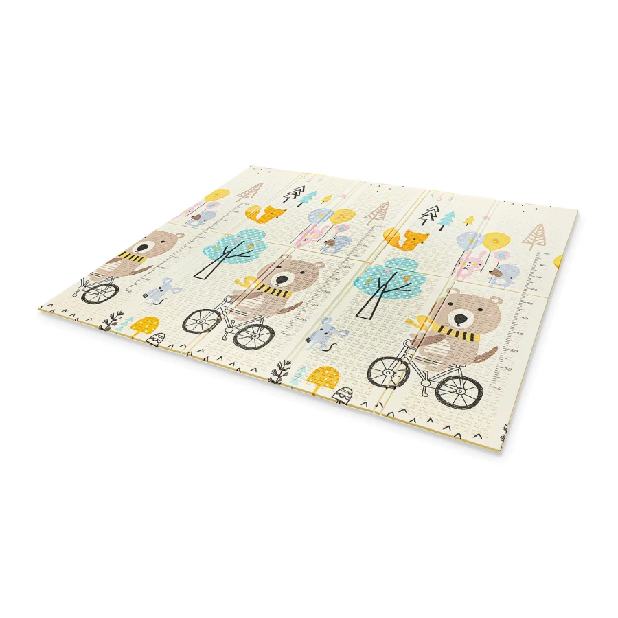 Sammenleggbar lekematte 200 × 180 cm – bamse på sykkel – bilde 6 av 6