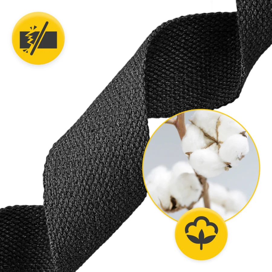 Yogastropp i bomull – 300 × 4 cm, svart – bilde 5 av 8