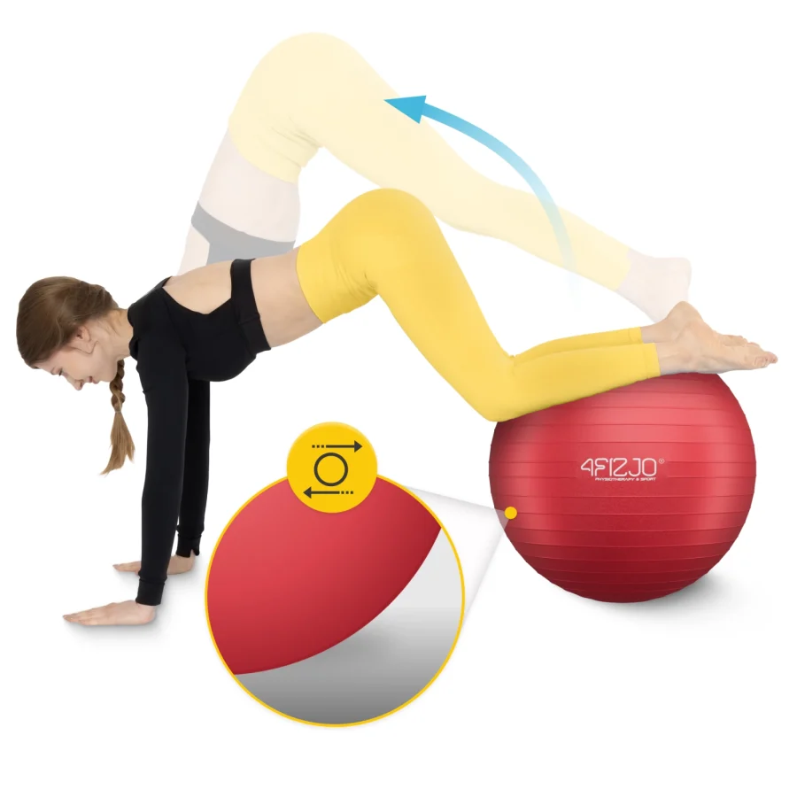 Treningsball 65 cm rød – bilde 5 av 8