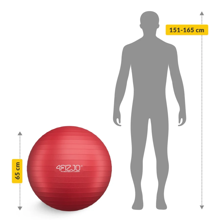 Treningsball 65 cm rød – bilde 6 av 8