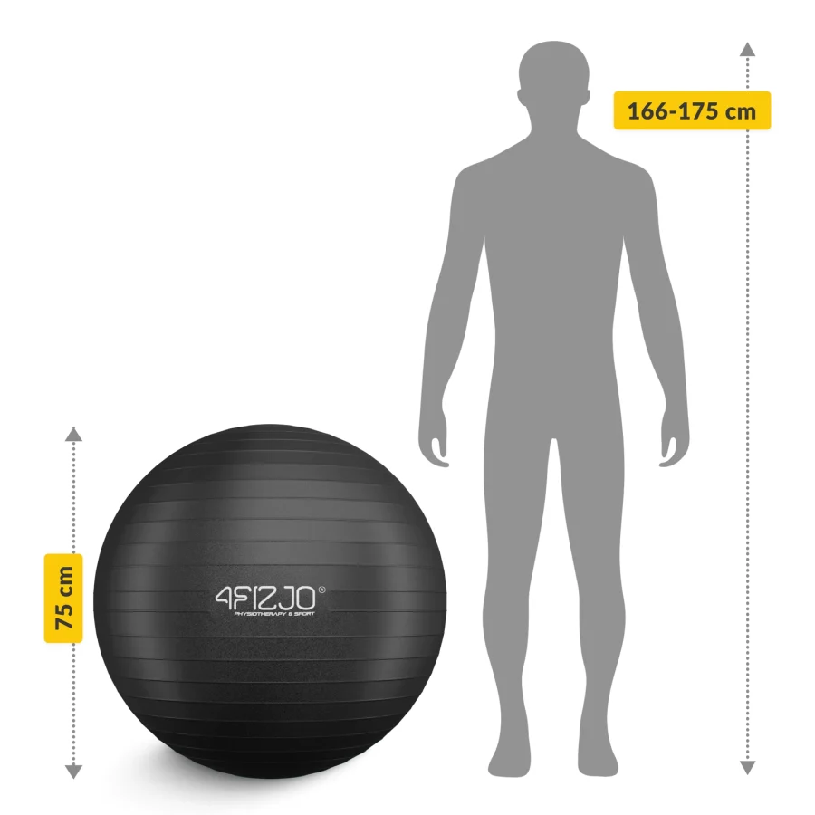 Treningsball 75 cm svart – bilde 5 av 8
