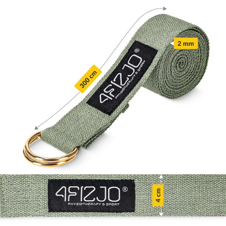 Yogastropp i bomull – 300 × 4 cm, khaki – bilde 2 av 8