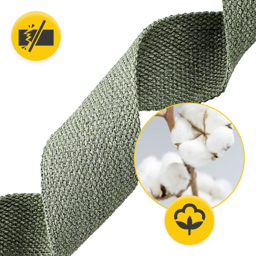 Yogastropp i bomull – 300 × 4 cm, khaki – bilde 5 av 8