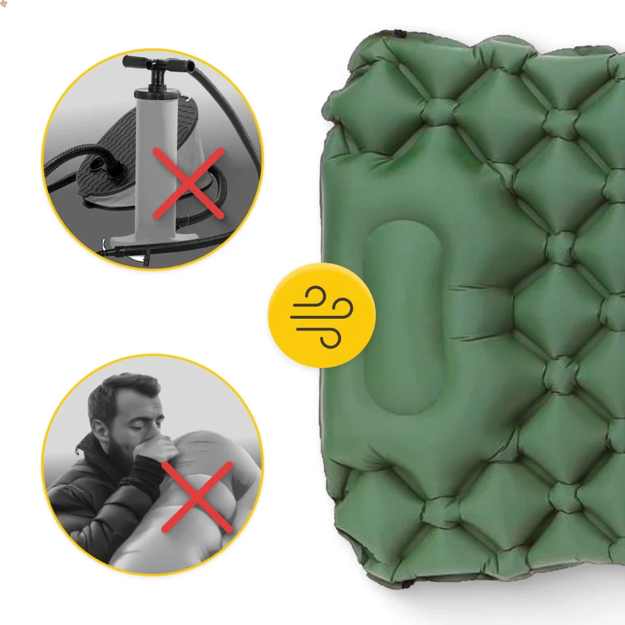 Campingmadrass khaki selvoppblåsbar for én person – Mountain Goat – bilde 6 av 7