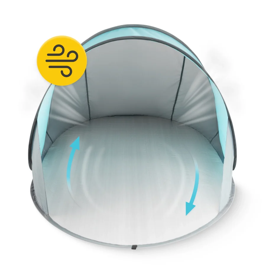 Pop-up strandtelt – 195 × 120 × 85 cm, grå/blå – bilde 3 av 8