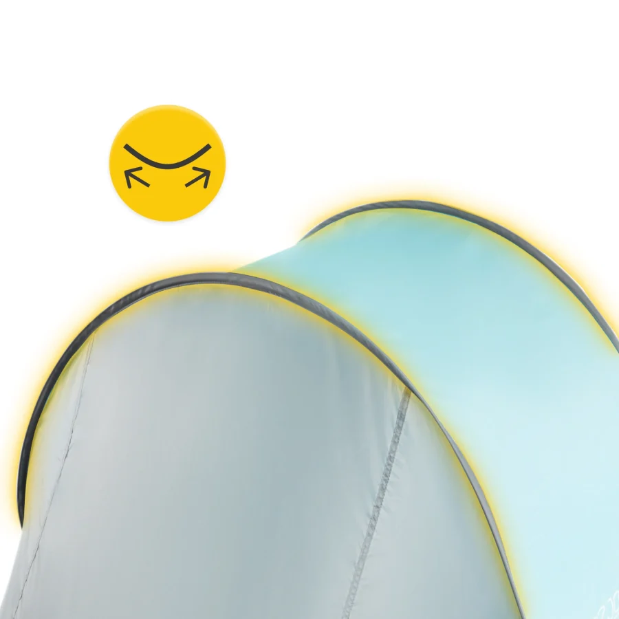 Pop-up strandtelt – 195 × 120 × 85 cm, grå/blå – bilde 7 av 8
