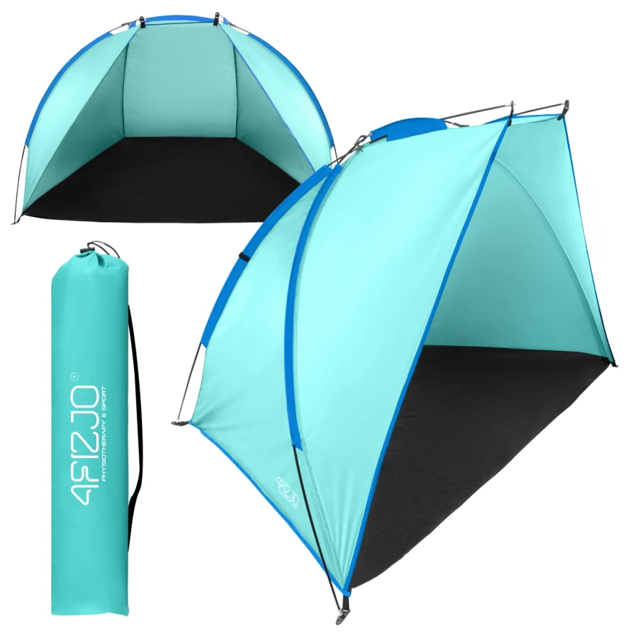 Strandtelt PRO – 200 × 115 × 115 cm, lyseblå/marineblå – bilde 1 av 8