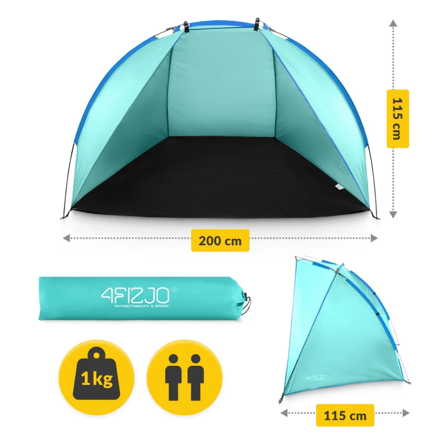 Strandtelt PRO – 200 × 115 × 115 cm, lyseblå/marineblå – bilde 6 av 8