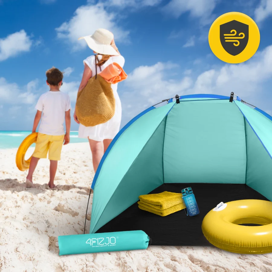 Strandtelt PRO – 200 × 115 × 115 cm, lyseblå/marineblå – bilde 7 av 8