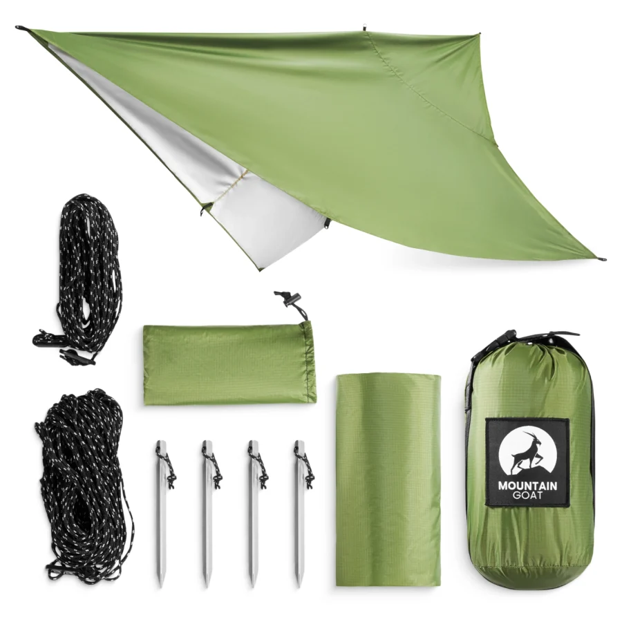 Vanntett tarp til camping – 300 × 300 cm, grønn – bilde 1 av 8
