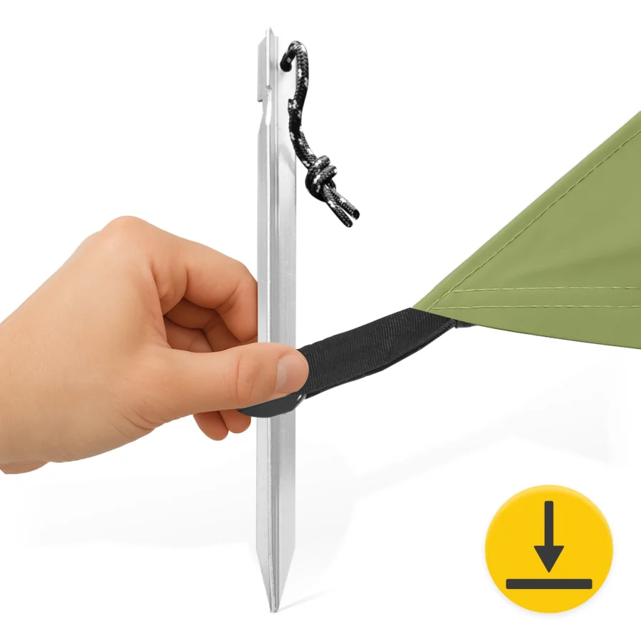 Vanntett tarp til camping – 300 × 300 cm, grønn – bilde 7 av 8