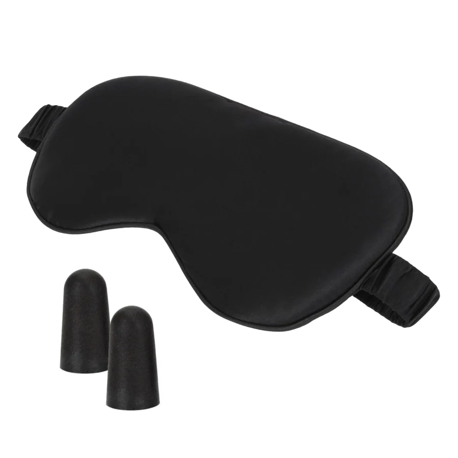 Sovemaske i silkemykt stoff – svart, 21 × 10 cm – bilde 1 av 8