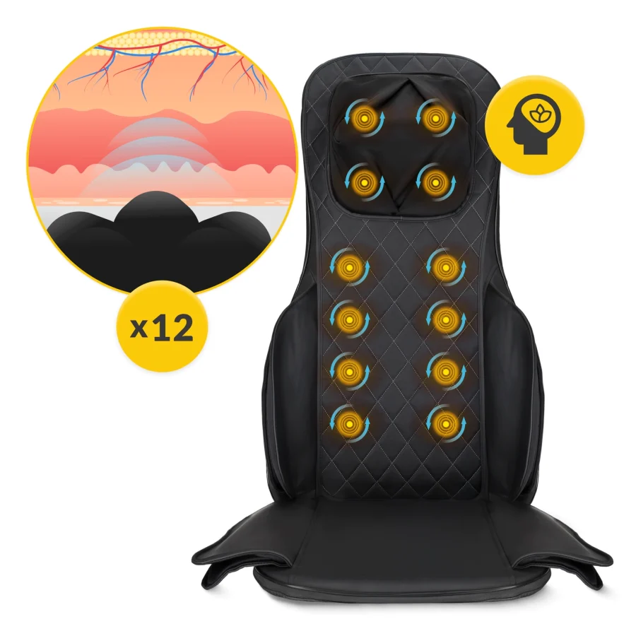 Shiatsu massasjematte til stol – rulle- og luftmassasje – bilde 3 av 8