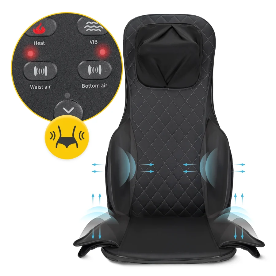 Shiatsu massasjematte til stol – rulle- og luftmassasje – bilde 6 av 8