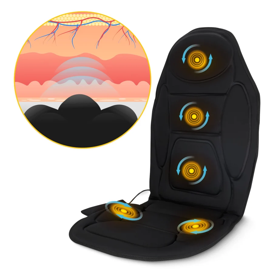 Shiatsu-massasjematte PRO til stol med varme – svart – bilde 3 av 8