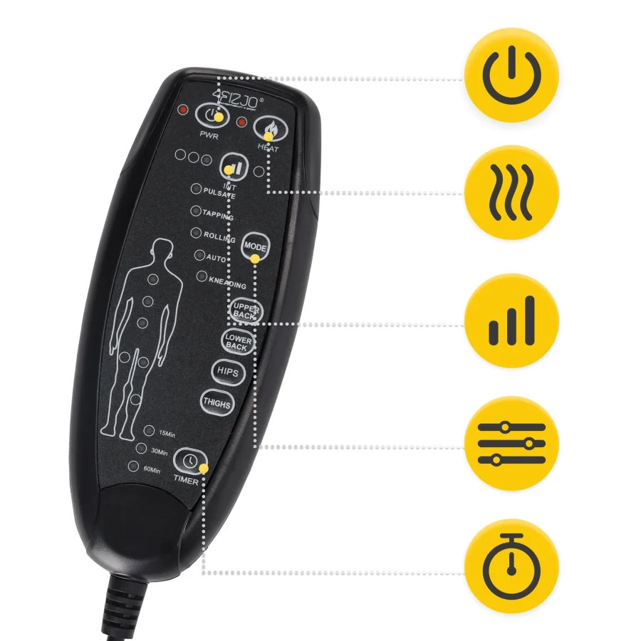 Shiatsu-massasjematte PRO til stol med varme – svart – bilde 4 av 8