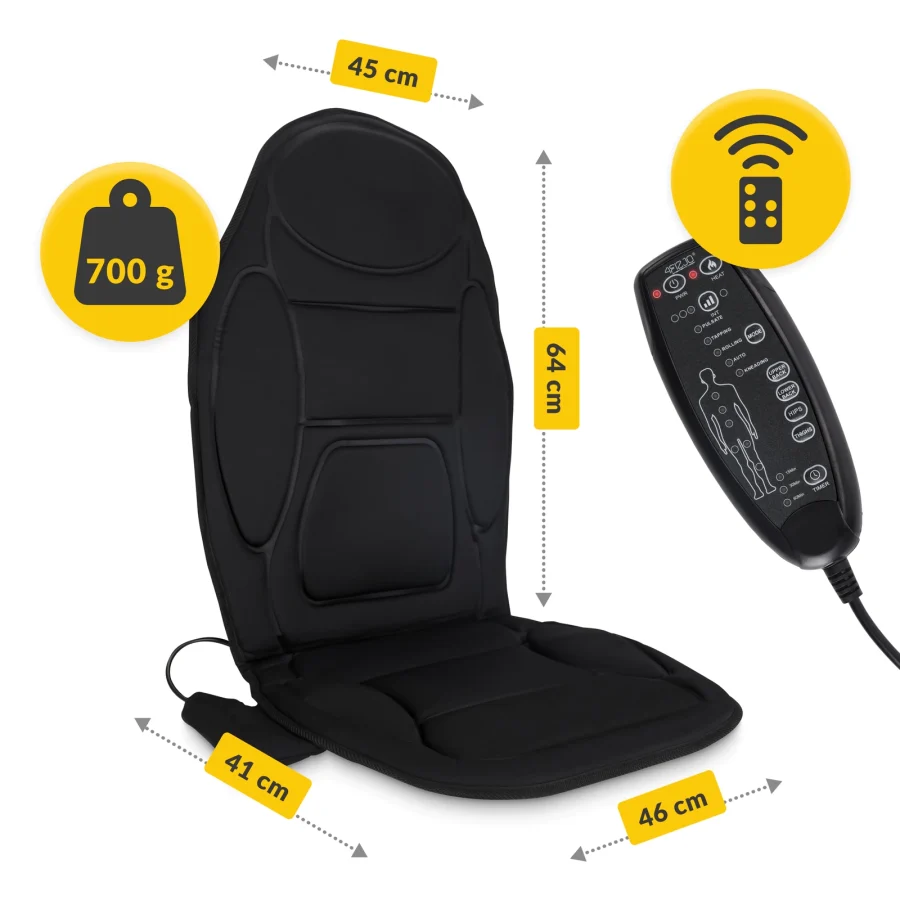 Shiatsu-massasjematte PRO til stol med varme – svart – bilde 5 av 8