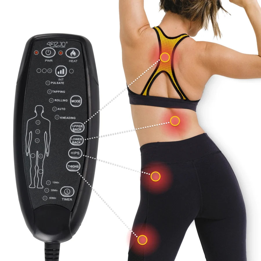 Shiatsu-massasjematte PRO til stol med varme – svart – bilde 6 av 8