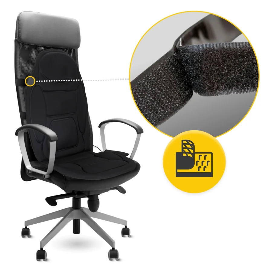 Shiatsu-massasjematte PRO til stol med varme – svart – bilde 7 av 8