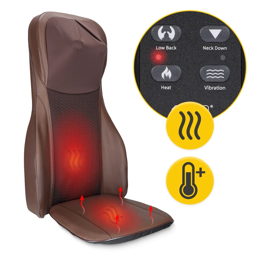 Shiatsu-massasjematte ULTRA til stol – brun – bilde 2 av 6