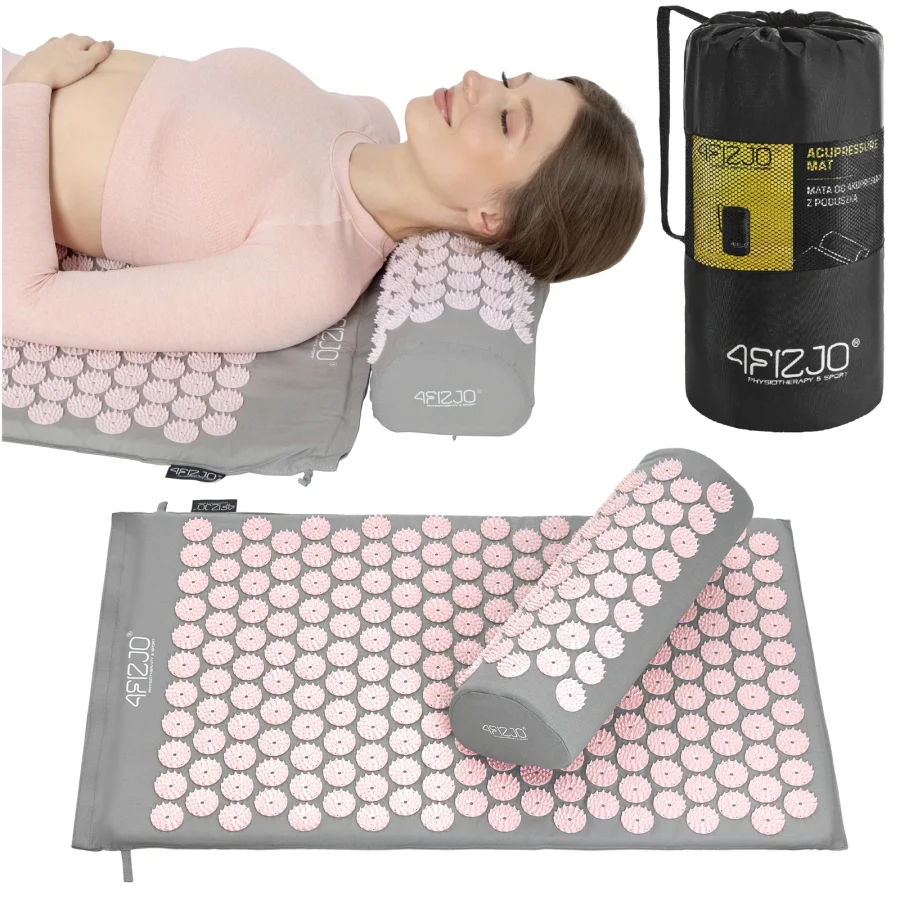 Klassisk rosa akupressurmatte med pute – bilde 1 av 8
