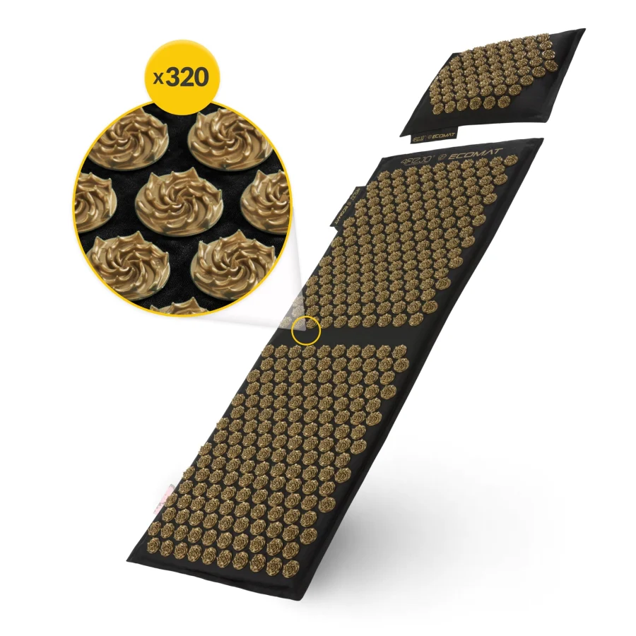 Akupressurmatte ECO XL med pute – 110 × 42 cm, svart – bilde 5 av 8