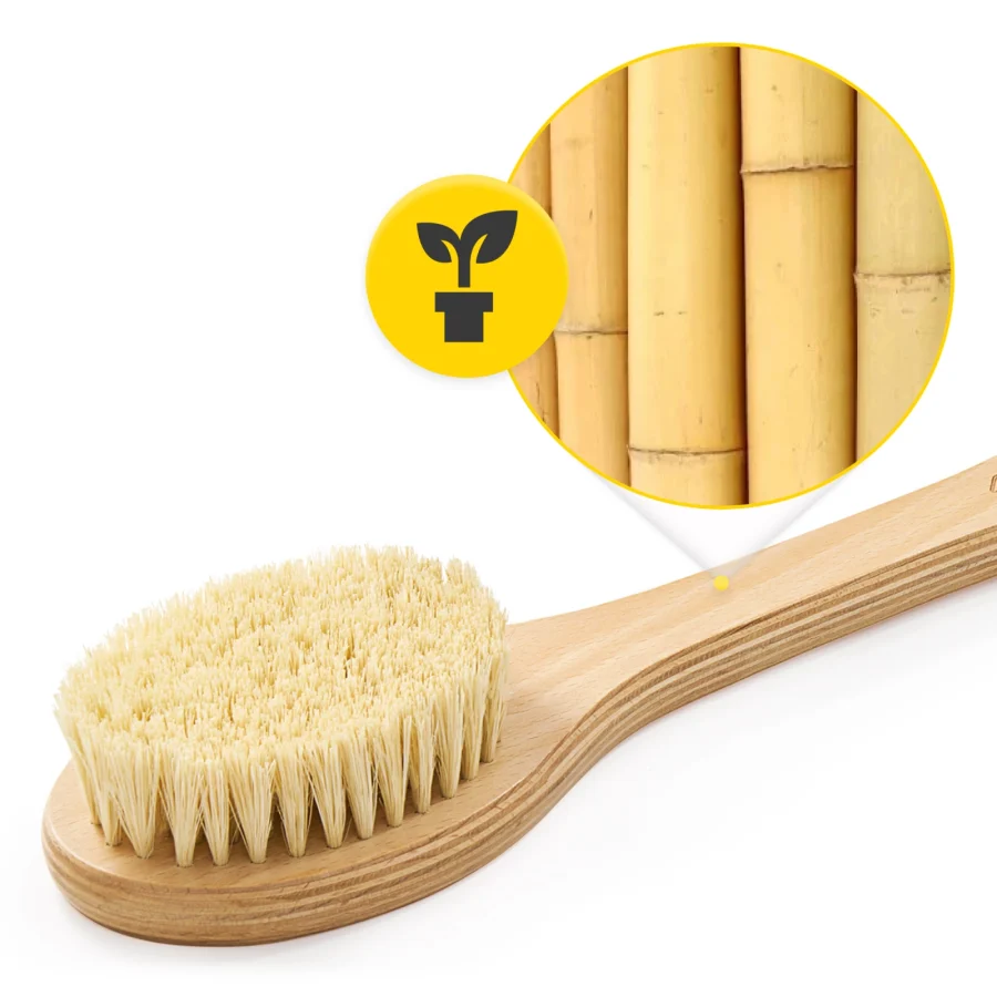 Lang bade- og massasjebørste – hard naturbust, 35,5 cm – bilde 3 av 6