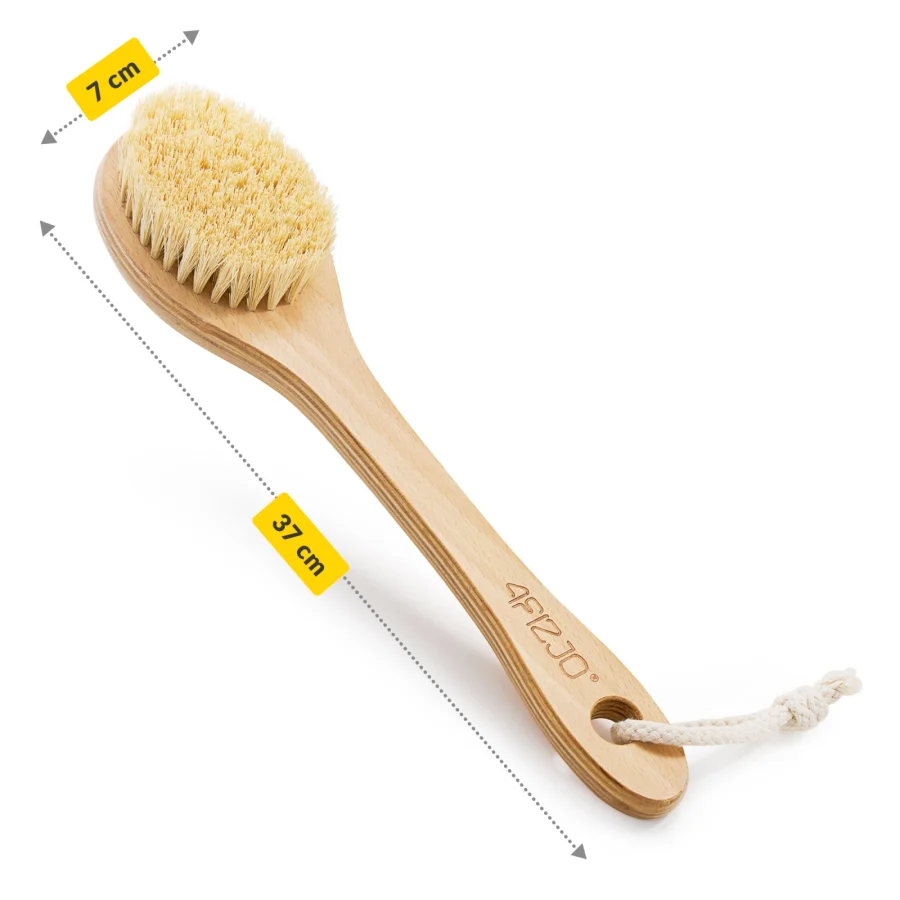 Lang bade- og massasjebørste – hard naturbust, 35,5 cm – bilde 4 av 6