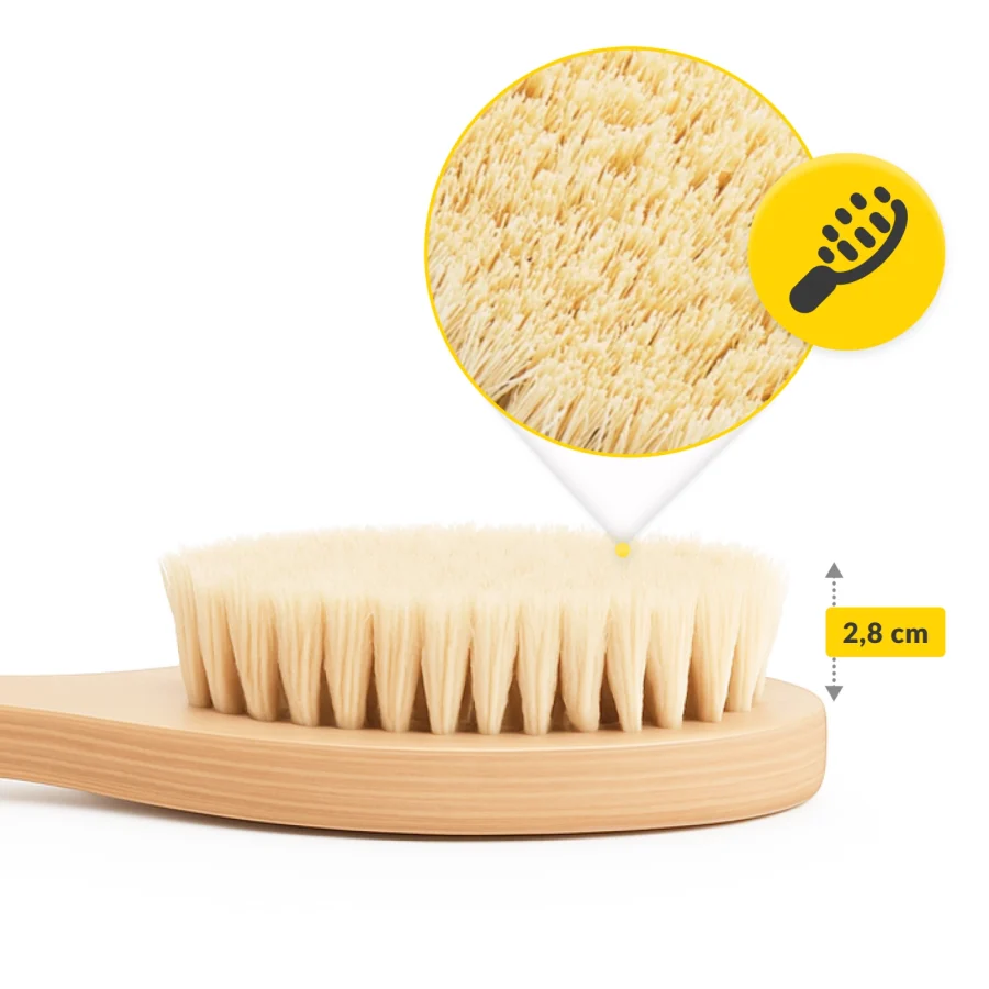 Lang bade- og massasjebørste – hard naturbust, 35,5 cm – bilde 5 av 6