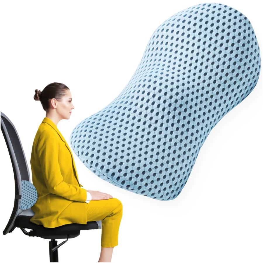 Ergonomisk korsryggpute med memoryskum – blå – bilde 1 av 8