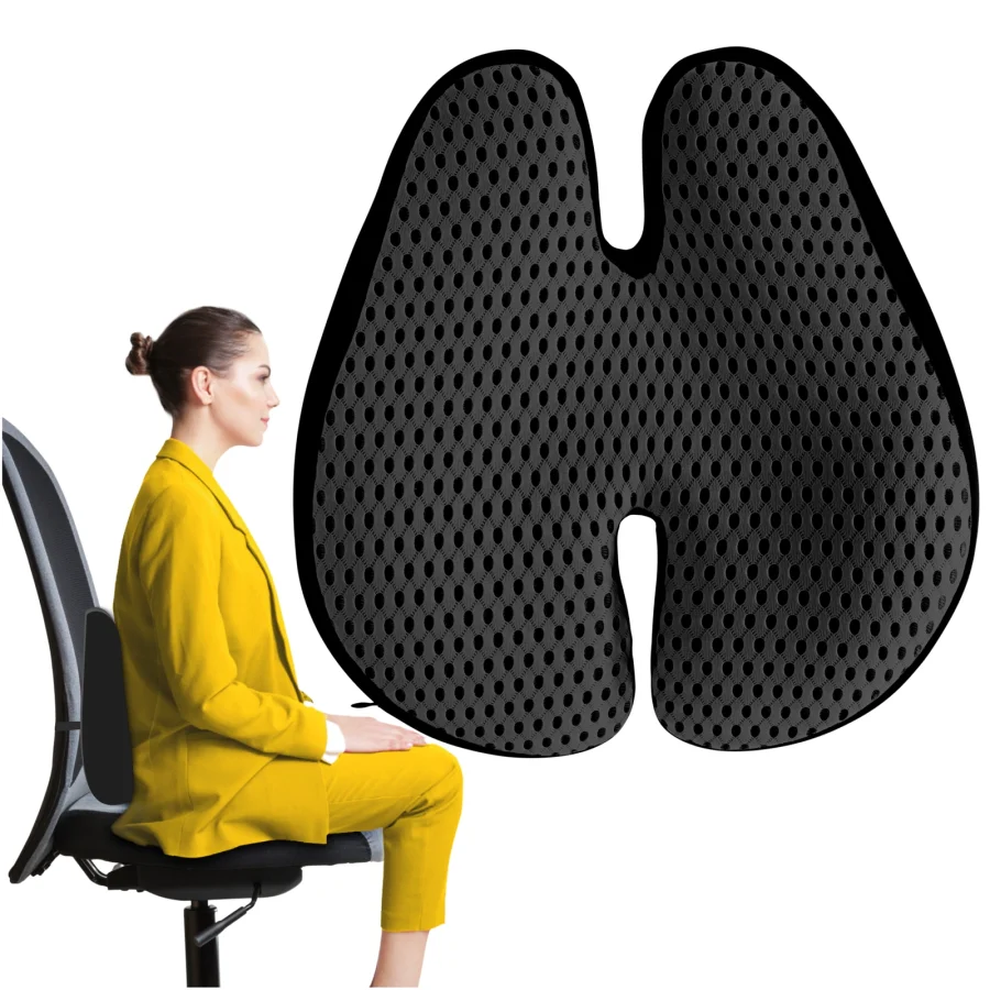 Ergonomisk ryggpute med memoryskum – svart – bilde 1 av 8