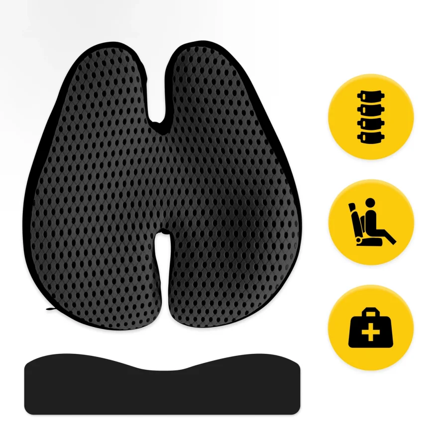 Ergonomisk ryggpute med memoryskum – svart – bilde 2 av 8