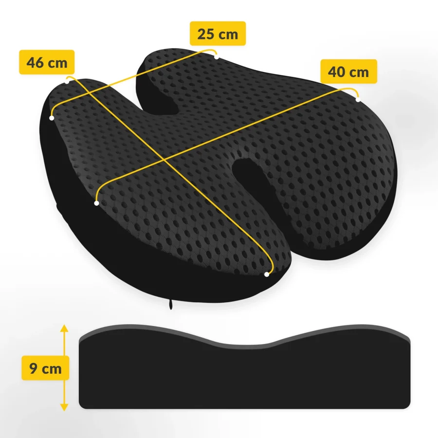 Ergonomisk ryggpute med memoryskum – svart – bilde 4 av 8